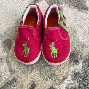 Polo by Ralph Lauren Kids' Fuchsia and Green Slip-On Sneakers